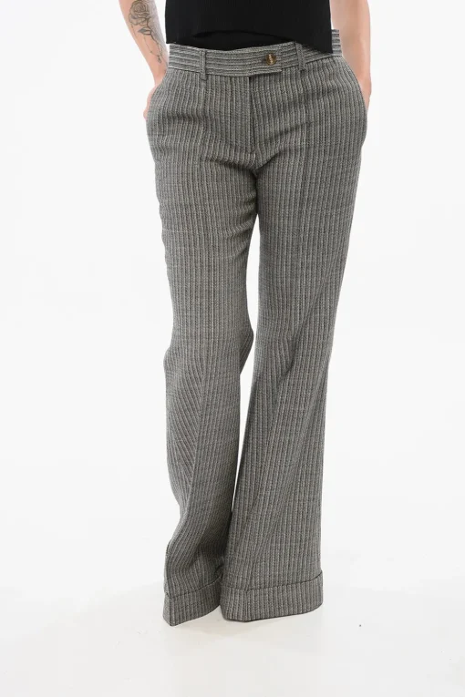 Outlet Pantaloni Wide Leg con Risvolti Donna Pantaloni