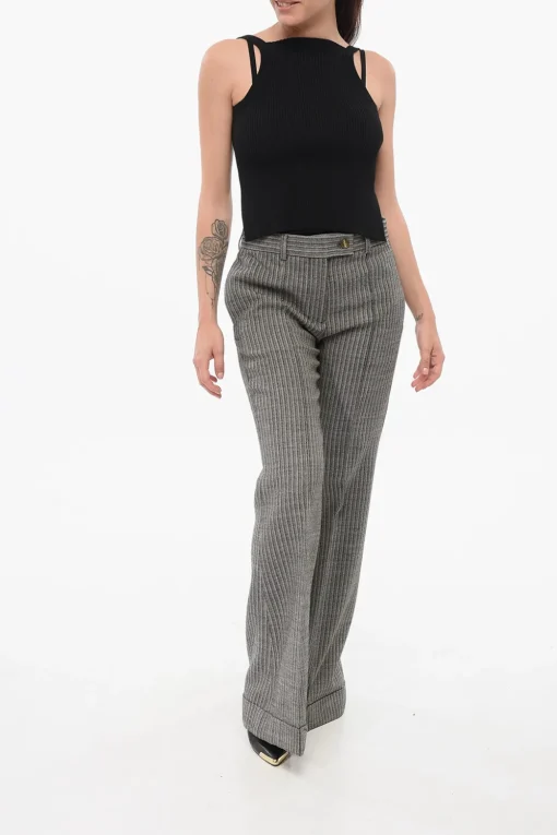 Outlet Pantaloni Wide Leg con Risvolti Donna Pantaloni