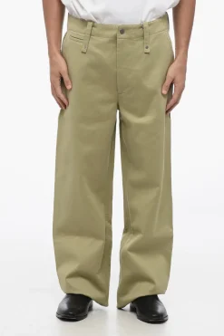 Sale Pantaloni Wide Leg in Cotone con Passanti Uomo Pantaloni