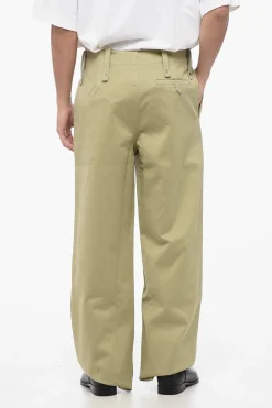 Sale Pantaloni Wide Leg in Cotone con Passanti Uomo Pantaloni