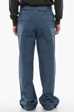 Online Pantaloni Wide Leg in Cotone con Cintura in Tessuto Uomo Pantaloni