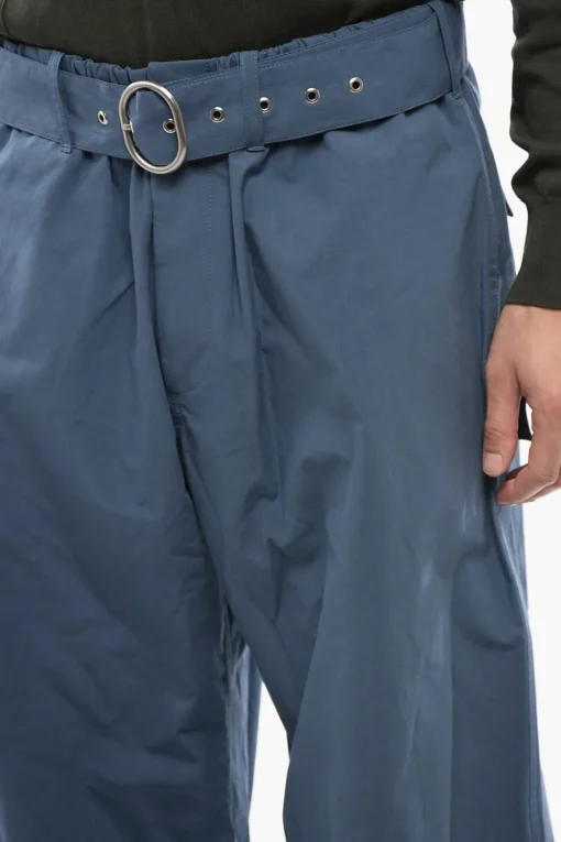 Online Pantaloni Wide Leg in Cotone con Cintura in Tessuto Uomo Pantaloni