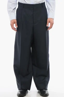 Pantaloni Wide Leg in Lana con Pince Frontali>Dior Hot