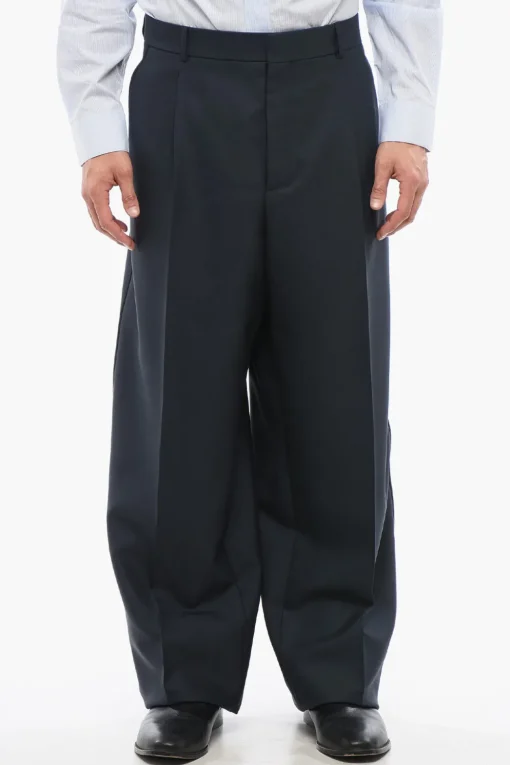 Pantaloni Wide Leg in Lana con Pince Frontali>Dior Hot
