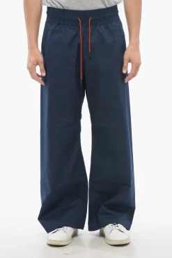 Outlet Pantaloni Wide Leg in Misto Cotone con Coulisse Uomo Pantaloni