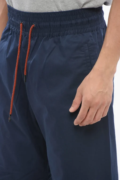 Outlet Pantaloni Wide Leg in Misto Cotone con Coulisse Uomo Pantaloni