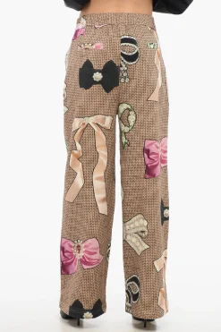 Outlet Pantaloni Wide Leg with Stampa Fiocco Donna Pantaloni