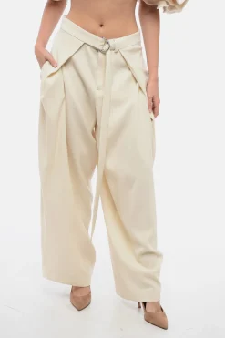 Clearance Pantaloni Wide-Leg con Cintura Effetto Pinces Donna Pantaloni