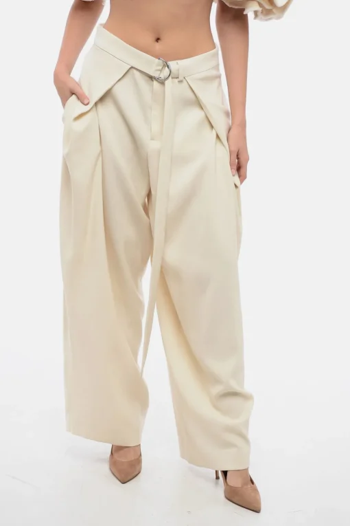 Clearance Pantaloni Wide-Leg con Cintura Effetto Pinces Donna Pantaloni