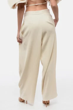 Clearance Pantaloni Wide-Leg con Cintura Effetto Pinces Donna Pantaloni