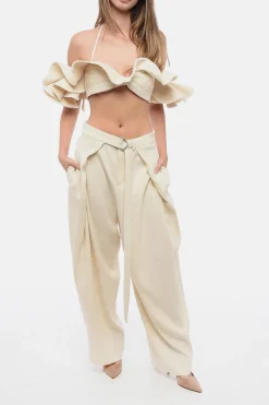 Clearance Pantaloni Wide-Leg con Cintura Effetto Pinces Donna Pantaloni