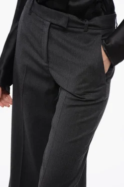 Best Pantaloni Wide-Leg in Lana Vergine con Risvolto sul Fondo Donna Pantaloni