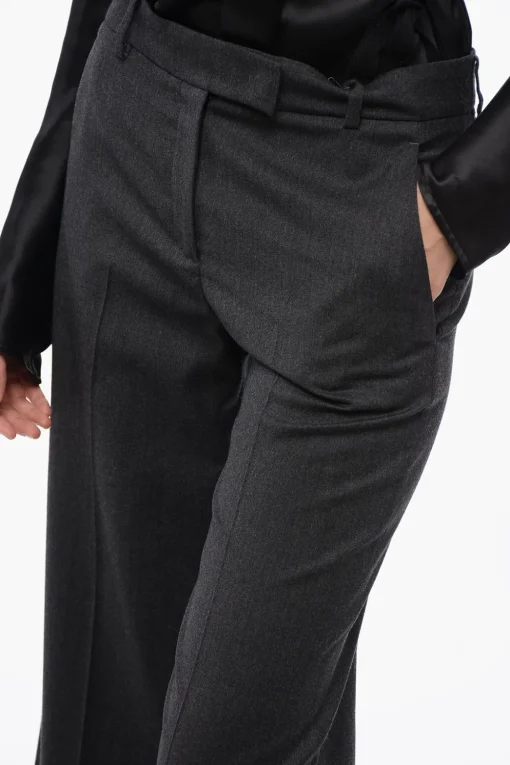 Best Pantaloni Wide-Leg in Lana Vergine con Risvolto sul Fondo Donna Pantaloni
