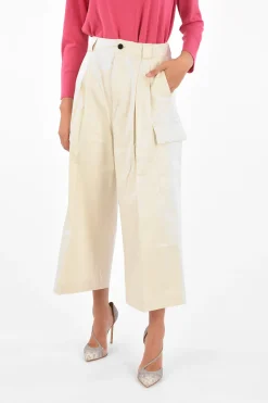 Outlet Pantaloni Wide-Leg Utility a Doppia Pince Donna Pantaloni