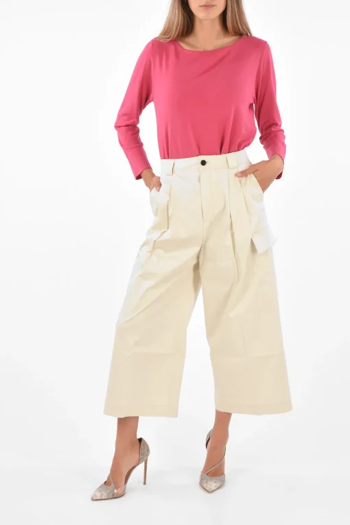 Outlet Pantaloni Wide-Leg Utility a Doppia Pince Donna Pantaloni