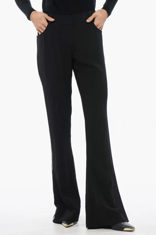Sale Pantaoni Flared-Fit Con Banda Laterale In Strass Donna Pantaloni