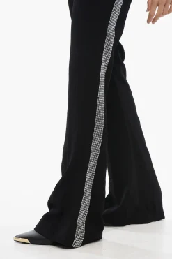 Sale Pantaoni Flared-Fit Con Banda Laterale In Strass Donna Pantaloni