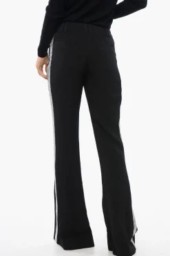 Sale Pantaoni Flared-Fit Con Banda Laterale In Strass Donna Pantaloni