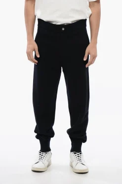Outlet Pantaoni In Lana Con Zip Alle Caviglie Uomo Pantaloni