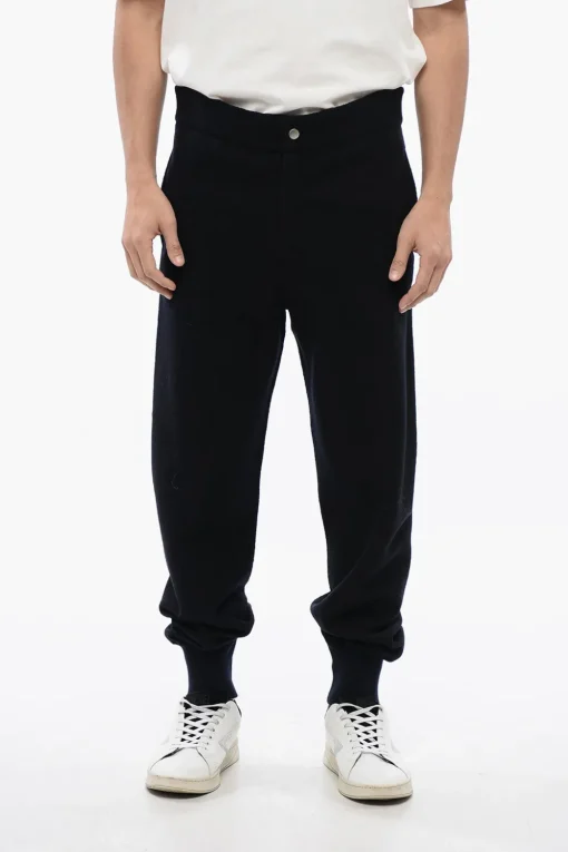 Outlet Pantaoni In Lana Con Zip Alle Caviglie Uomo Pantaloni