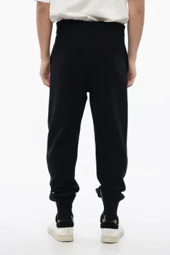 Outlet Pantaoni In Lana Con Zip Alle Caviglie Uomo Pantaloni