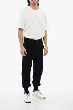Outlet Pantaoni In Lana Con Zip Alle Caviglie Uomo Pantaloni