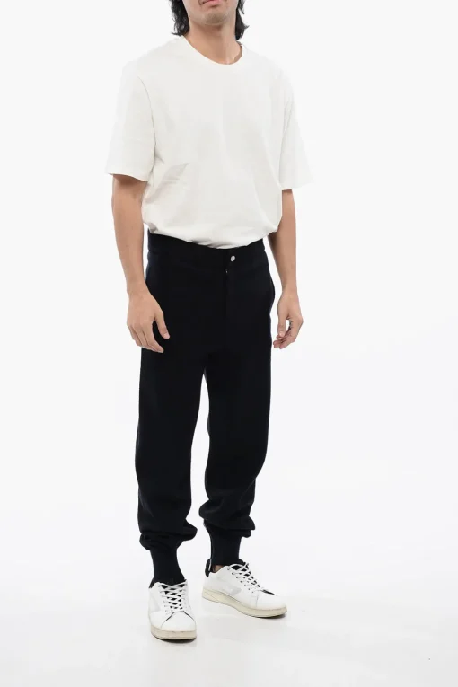 Outlet Pantaoni In Lana Con Zip Alle Caviglie Uomo Pantaloni