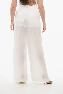 Fashion Pantloni Wide Leg in Ramie Donna Pantaloni