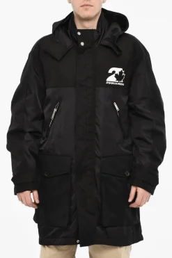 Online Parka Imbottito Con Cappuccio E Stampa Logo Uomo Cappotti E Trench