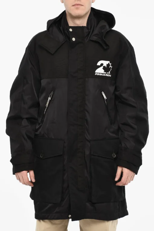 Online Parka Imbottito Con Cappuccio E Stampa Logo Uomo Cappotti E Trench