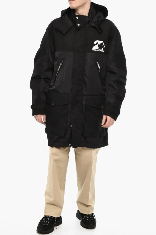 Online Parka Imbottito Con Cappuccio E Stampa Logo Uomo Cappotti E Trench