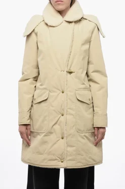 New Parka Imbottito in Pile-Borg con Dettaglio Gancio Donna Cappotti E Trench
