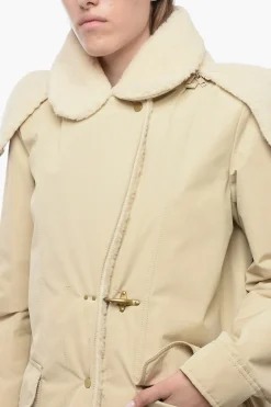 New Parka Imbottito in Pile-Borg con Dettaglio Gancio Donna Cappotti E Trench