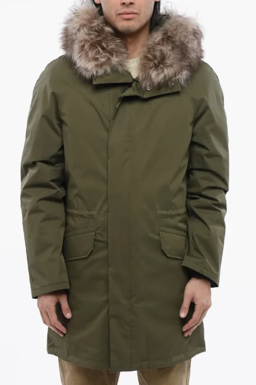 Fashion Parka Impermeabile con Bordo Staccabile in Vera Pelliccia Uomo Giubbotti|Cappotti E Trench