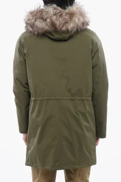 Fashion Parka Impermeabile con Bordo Staccabile in Vera Pelliccia Uomo Giubbotti|Cappotti E Trench
