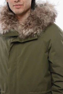 Fashion Parka Impermeabile con Bordo Staccabile in Vera Pelliccia Uomo Giubbotti|Cappotti E Trench