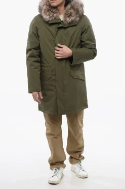 Fashion Parka Impermeabile con Bordo Staccabile in Vera Pelliccia Uomo Giubbotti|Cappotti E Trench