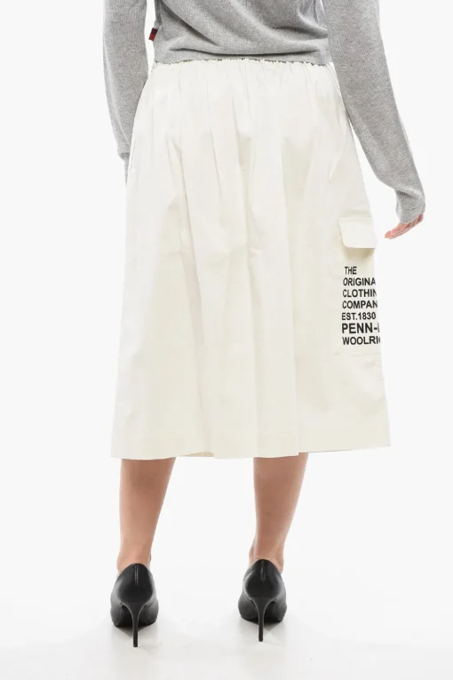 PENN-RICH Gonna Midi in Misto Cotone con Tasche Utility>Woolrich Best