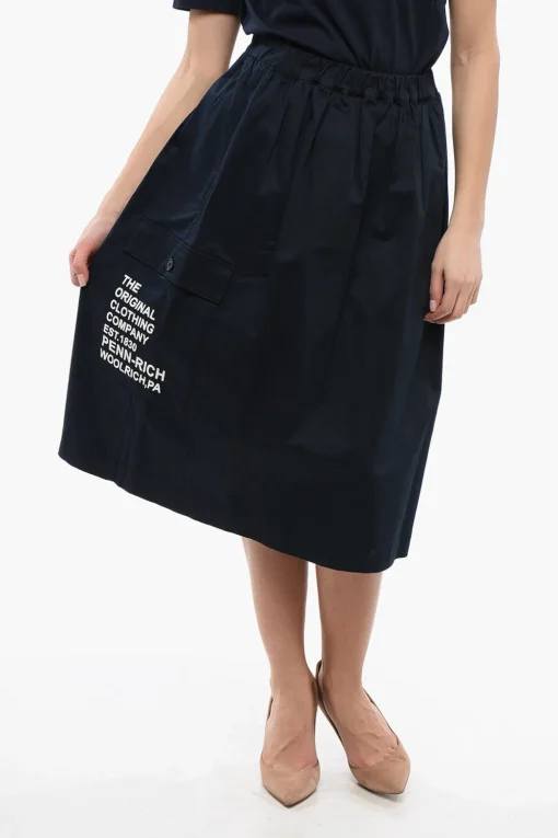 Outlet PENN-RICH Gonna Midi in Misto Cotone con Tasche Utility Donna Gonne