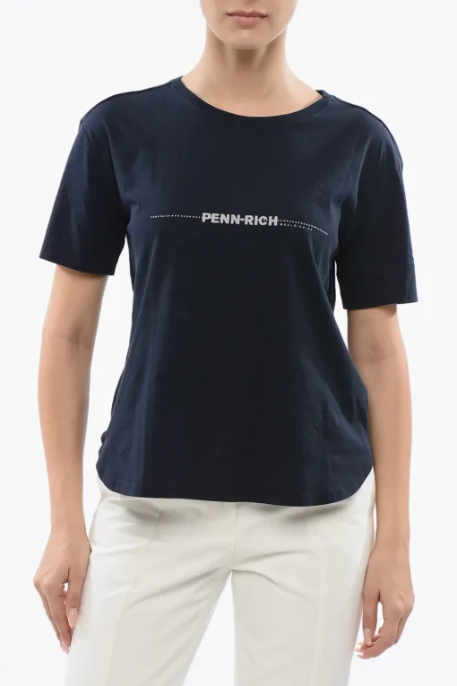 PENN-RICH T-Shirt in Cotone con Logo Stampato e Microborchie>Woolrich Fashion