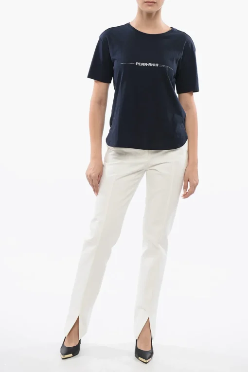 PENN-RICH T-Shirt in Cotone con Logo Stampato e Microborchie>Woolrich Fashion