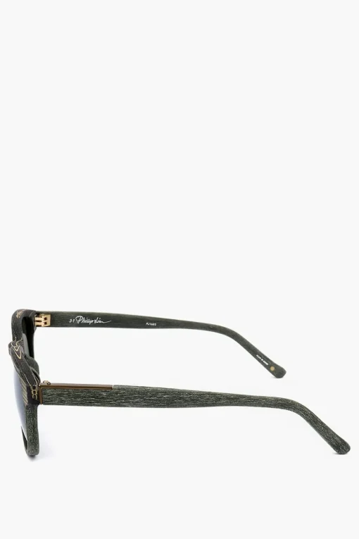 New PHILLIP LIM Occhiali da Sole Wayfarer con Montatura Effetto Legno Uomo Occhiali Da Sole