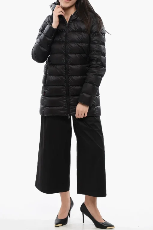 Outlet Piumino Midi Trapuntato con Cappuccio Donna Giubbotti