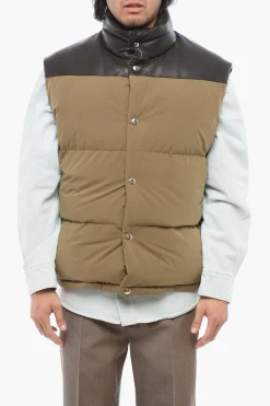 Piumino Smanicato in Cotone con Dettaglio in Pelle>Bottega Veneta Sale