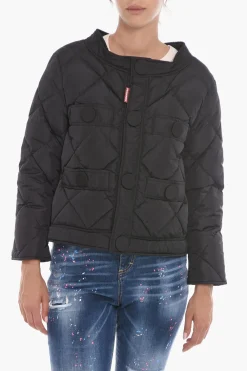 Online Piumino Trapuntato Cropped Fit con Maxi Bottoni Donna Giubbotti