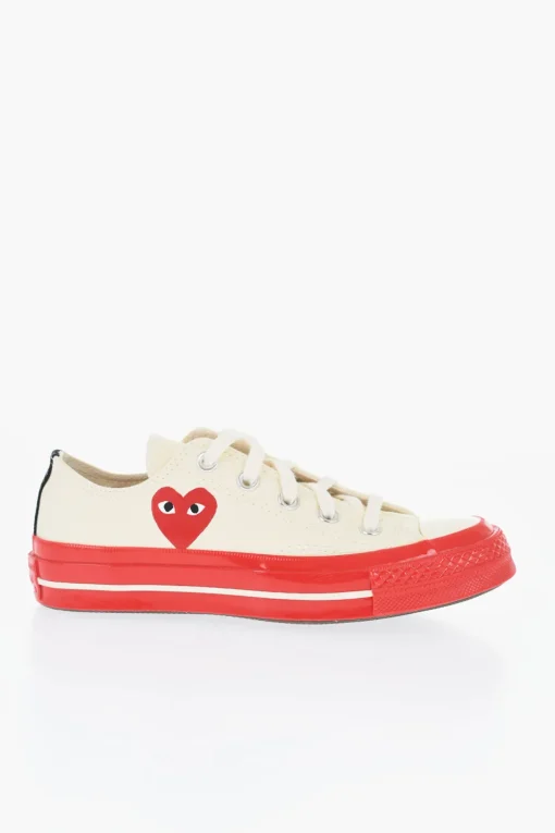 Fashion PLAY COMME DES GARCONS Sneakers Basse in Cotone con Suola a Contrasto Donna Sneaker|Sneaker