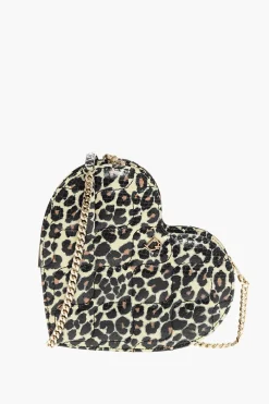 Sale Pochette a Forma di Cuore in Pelle Animalier Donna Pochette E Buste