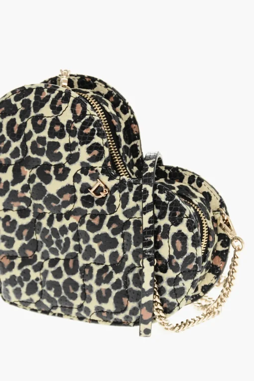 Sale Pochette a Forma di Cuore in Pelle Animalier Donna Pochette E Buste
