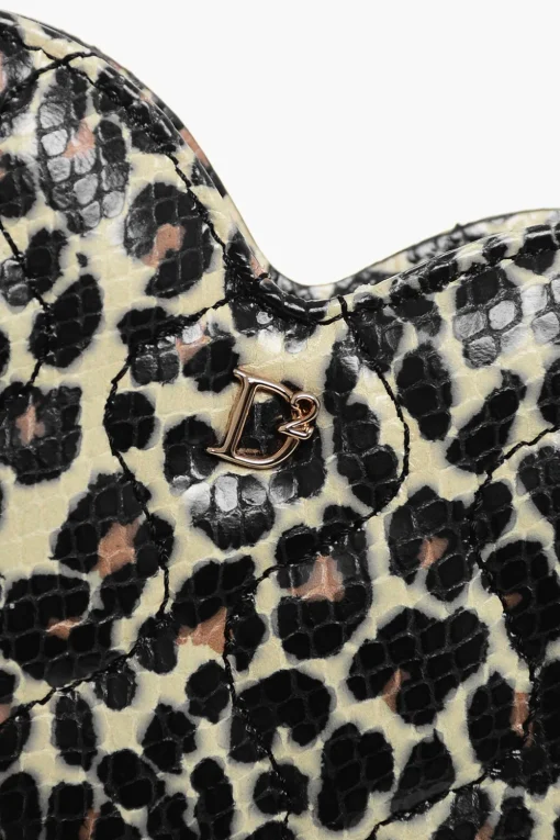 Sale Pochette a Forma di Cuore in Pelle Animalier Donna Pochette E Buste