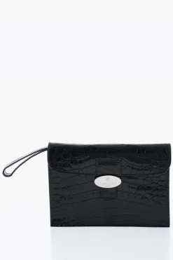 New Pochette in Pelle di Coccodrillo con Chiusura a Scatto Uomo Pochette E Buste